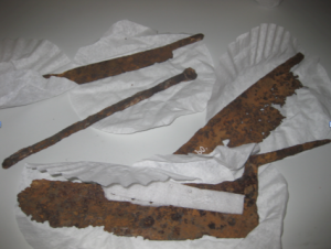 Moravian Blacksmith's tools from the excavation at Hunter House, Sunbury